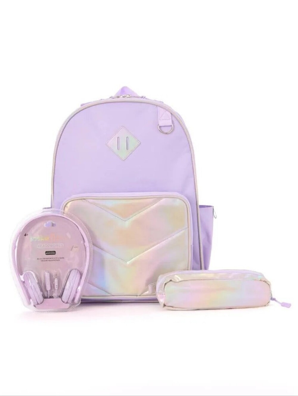 Locker Club Kids' 16L Nylon Backpack with Headphone Pencil Pouch - Lavender